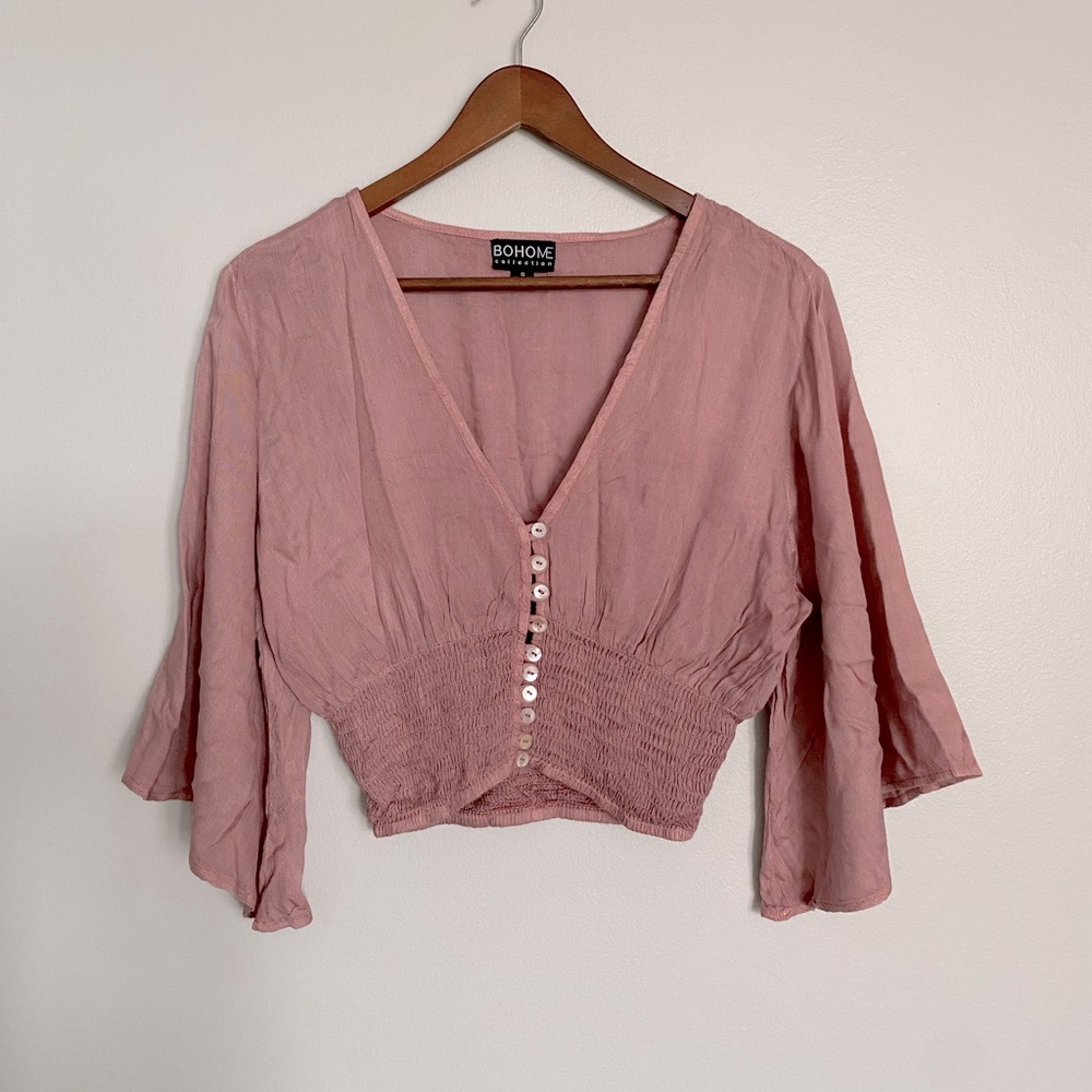 Flowy sleeve cropped top